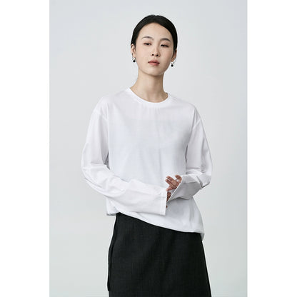 Camiseta de manga larga encerada suave y cómoda con diseño de teñido colgante gris de CAREMIND con interior sencillo 