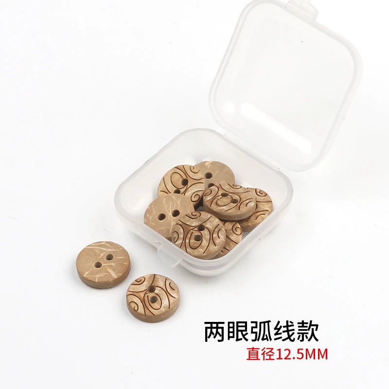 3352★  Coconut Round Shirt Button Women's Button Painted Shirt Small Button DIY Handmade Clothes Wooden Button Coconut Shell Wood