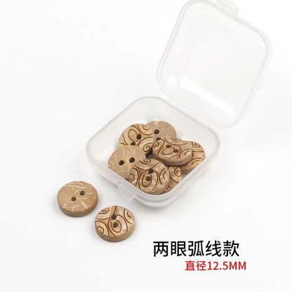 3352★  Coconut Round Shirt Button Women's Button Painted Shirt Small Button DIY Handmade Clothes Wooden Button Coconut Shell Wood