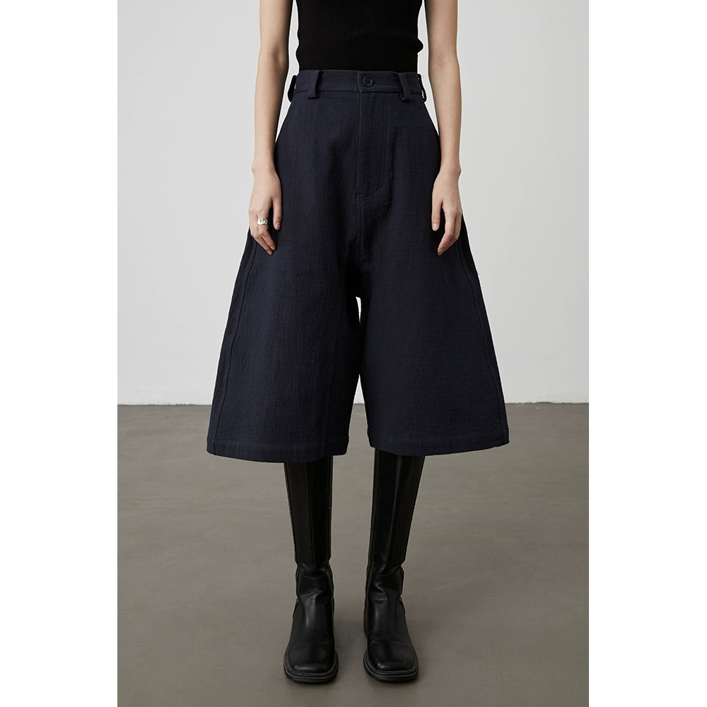 [Paso libre] Pantalones anchos de siete puntos de alta gama y estilo chic de CAREMIND, culottes de media pierna Yamamoto versátiles de estilo extranjero 
