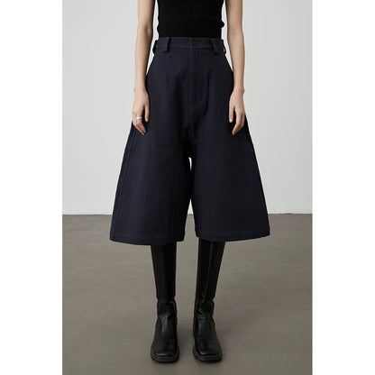 [Paso libre] Pantalones anchos de siete puntos de alta gama y estilo chic de CAREMIND, culottes de media pierna Yamamoto versátiles de estilo extranjero 