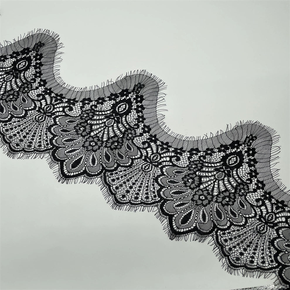 3761 ancho 28 cm 3 metros largo suave malla pestañas barba encaje DIY velo de novia encaje decorativo accesorios de ropa