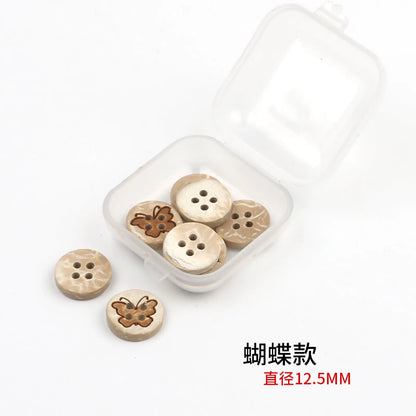 3352★  Coconut Round Shirt Button Women's Button Painted Shirt Small Button DIY Handmade Clothes Wooden Button Coconut Shell Wood