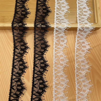 3752 Cils noirs et blancs de 3 mètres de long, tissu en dentelle fine, accessoires décoratifs en dentelle faits à la main pour vêtements DIY