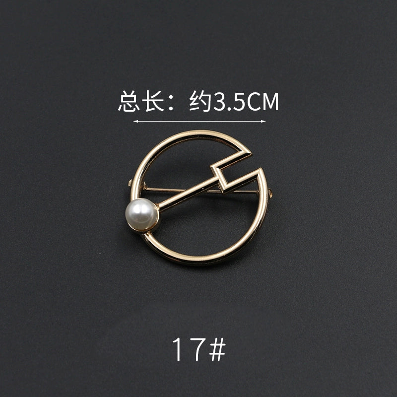 3529★ Versión coreana de moda con hebilla de anillo de metal, hebilla de alfiler de perla, abrigo, chaqueta, suéter, bufanda, accesorios, hebilla decorativa, hebilla de cinturón