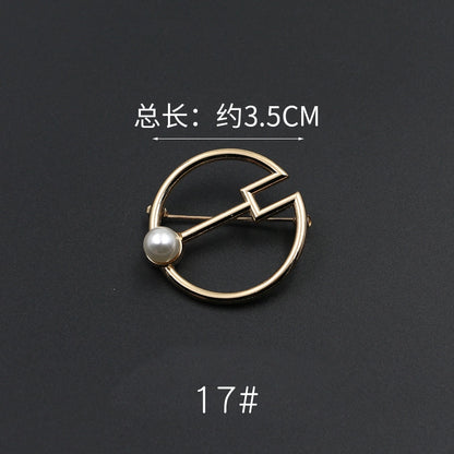 3529★ Versión coreana de moda con hebilla de anillo de metal, hebilla de alfiler de perla, abrigo, chaqueta, suéter, bufanda, accesorios, hebilla decorativa, hebilla de cinturón