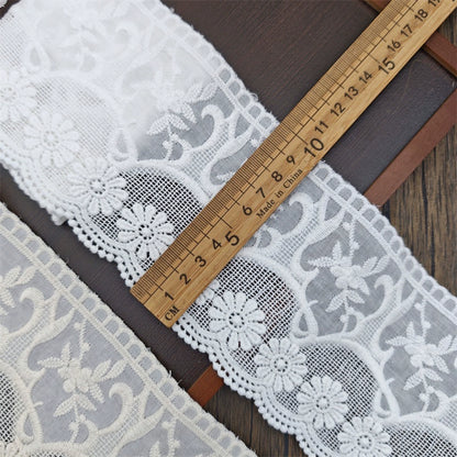 Encaje bordado de algodón puro de alta calidad, 3804 cm de ancho y 10 cm de alto, hecho a mano, para ropa, dobladillo de falda, escote extendido, accesorios de ropa