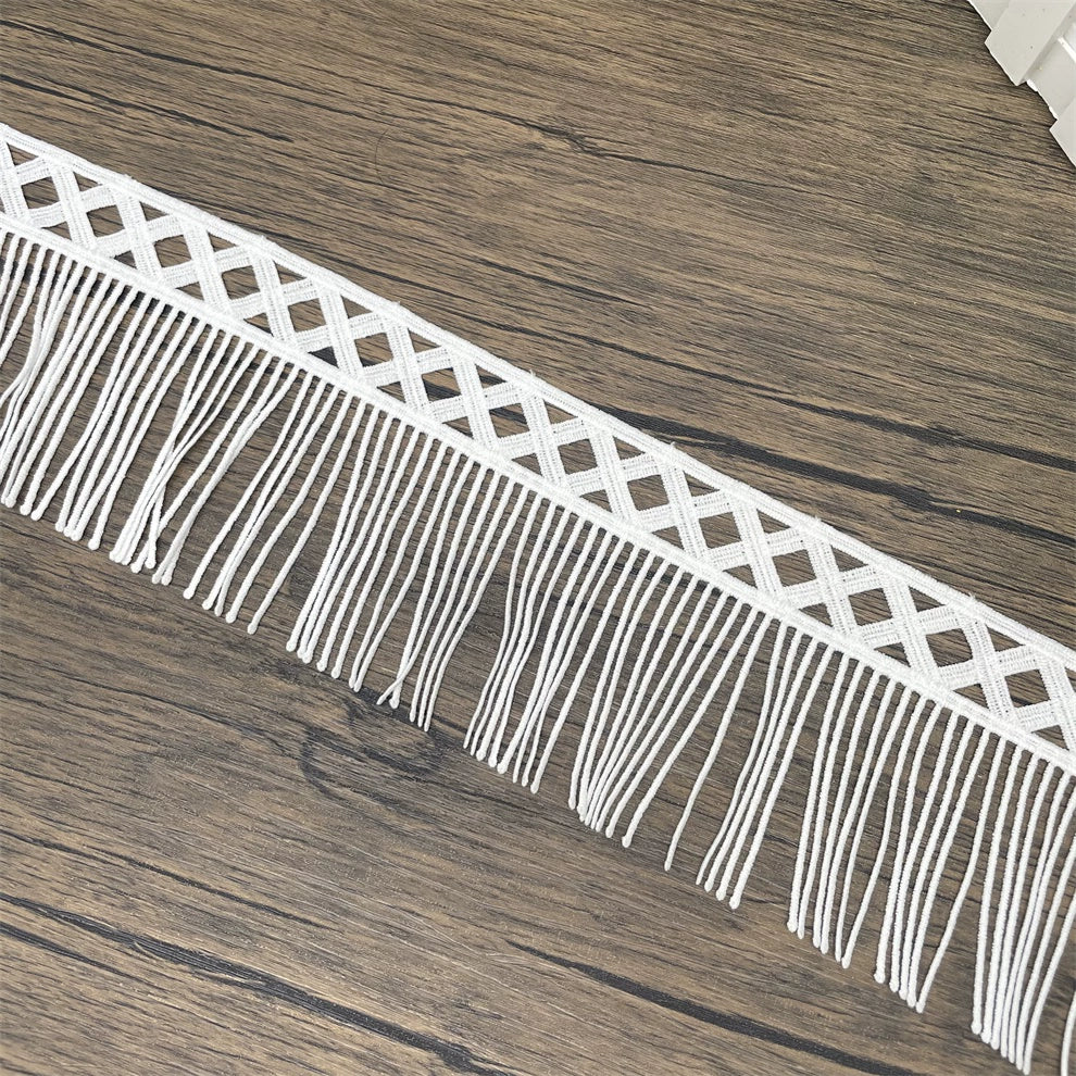 3674 Accesorios de encaje de seda de leche soluble en agua con borlas de alta calidad, material de encaje hecho a mano DIY, falda alargada, decoración textil para el hogar