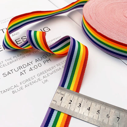 3888 Tira de presión para bordes de cinta con rayas de arcoíris intercoloridas de 1 a 5 cm, correa lateral para accesorios de ropa, tira de cinta para ropa textil para el hogar