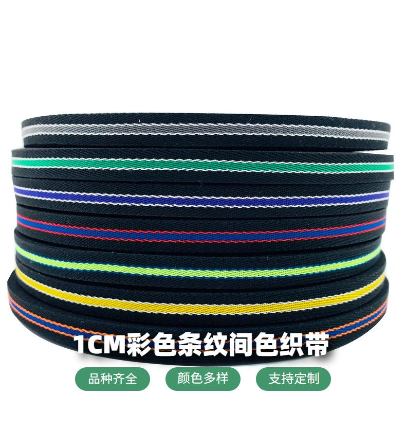 Cinta de ribete de 1 cm con rayas de colores intercolor, tira de presión para bordes de ropa, cinta de jacquard, accesorios para ropa, 3864