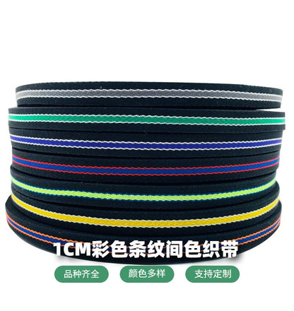 Cinta de ribete de 1 cm con rayas de colores intercolor, tira de presión para bordes de ropa, cinta de jacquard, accesorios para ropa, 3864