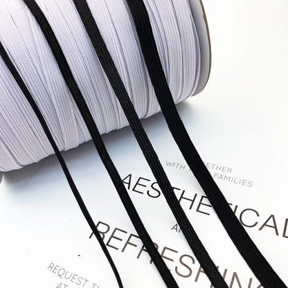 3867 3 mm 5 mm 6 mm 9 mm negro y blanco delgado plano estrecho alto elástico caballo banda elástica puños cintura banda de goma hebilla cuerda accesorios