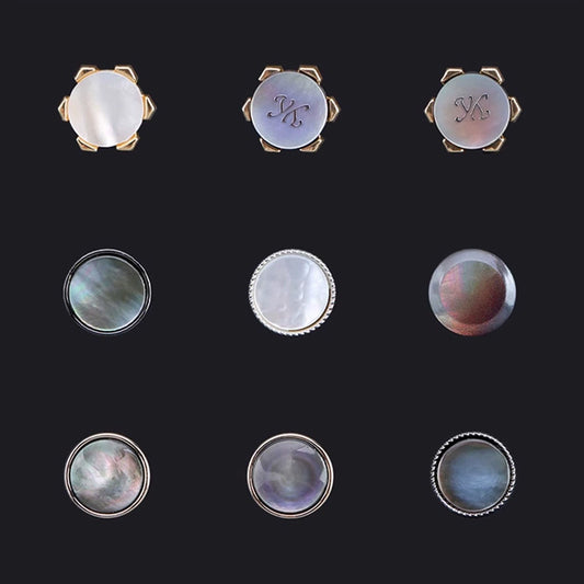 3381★  Shell button men's and women's clothes versatile shirt round high-end button shirt high-end metal bottom corner button accessories