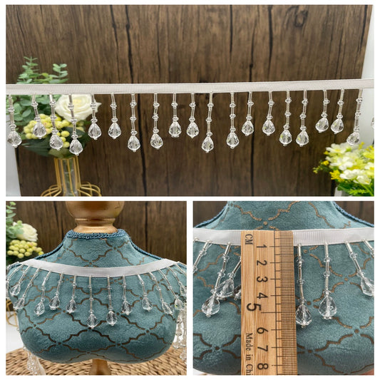 3723 Colgante de cristal para industria pesada con borlas de cuentas, encaje, bricolaje, ropa de escenario, cortina para el hogar, accesorios de decoración para la cabeza