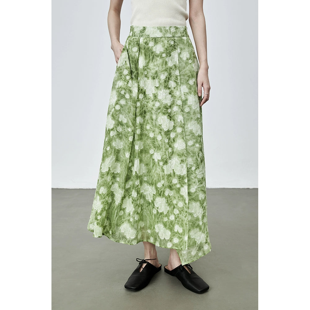 CAREMIND Falda con diseño artesanal de color frito hecha a mano con textura de jacquard Falda con cintura elástica 