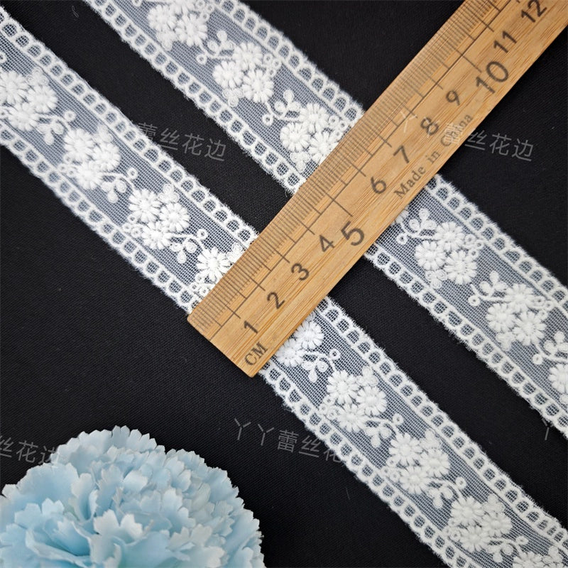 3814 Encaje simple de alta calidad para dobladillo de algodón, bordado de hilo de algodón, para manualidades, ropa, falda, empalme, materiales de boda, accesorios decorativos