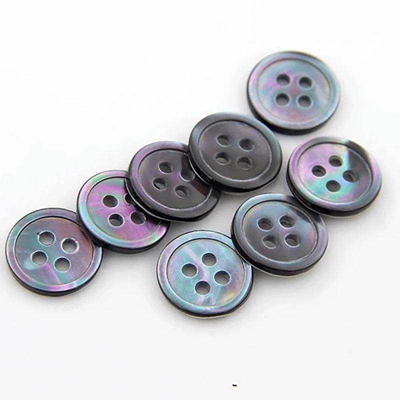 3350★  Shell Button Four Eyes Thin Edge Conch Men's and Women's Versatile Shirt Cardigan Small Button Children's Clothes Sweater Gray Black