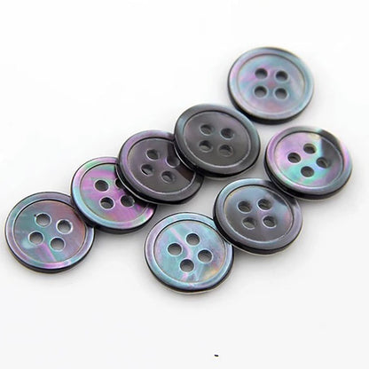 3350★  Shell Button Four Eyes Thin Edge Conch Men's and Women's Versatile Shirt Cardigan Small Button Children's Clothes Sweater Gray Black