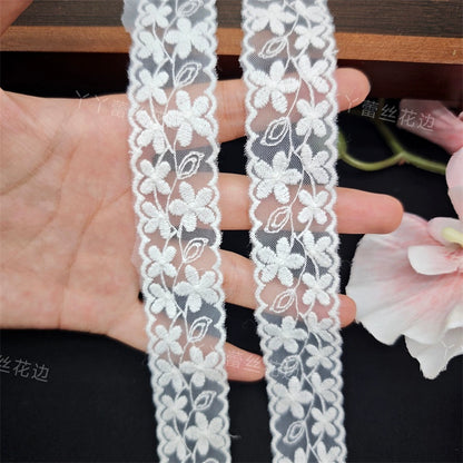 3814 Encaje simple de alta calidad para dobladillo de algodón, bordado de hilo de algodón, para manualidades, ropa, falda, empalme, materiales de boda, accesorios decorativos