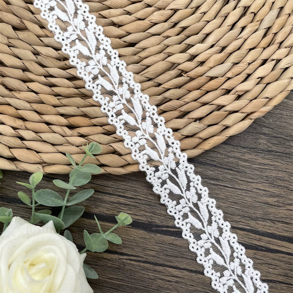 3813 Exportación de accesorios de encaje bordado de hilo de algodón de malla bilateral, material de costura a mano DIY, encaje con decoración