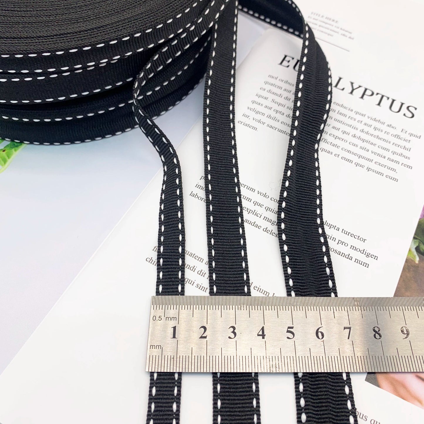 3862 Punto 0,7 cm-4 cm, cinta jacquard negra, cinta de punto de salto blanca, ribete en el borde del pantalón, tira lateral, accesorios de ropa