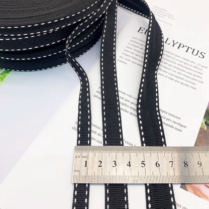 3862 Punto 0,7 cm-4 cm, cinta jacquard negra, cinta de punto de salto blanca, ribete en el borde del pantalón, tira lateral, accesorios de ropa