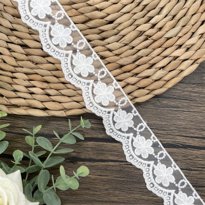 3827 Exquisitos accesorios de decoración de ropa de encaje bordado de malla blanca, accesorios de ropa de encaje hechos a mano DIY