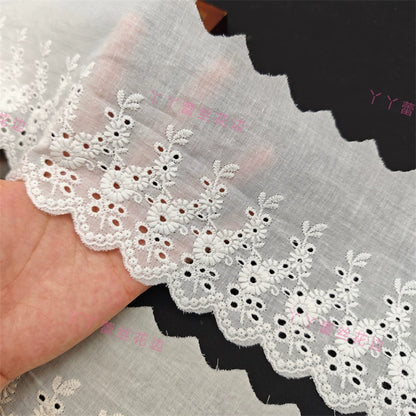 Accesorios de encaje bordado de algodón de 11 cm de ancho, hechos a mano, para faldas, escotes, cortinas, ropa de cama, materiales de decoración, 3782