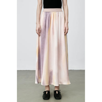 CAREMIND Falda manchada de color sal gran péndulo industria pesada Un personaje literario suave vestido largo 