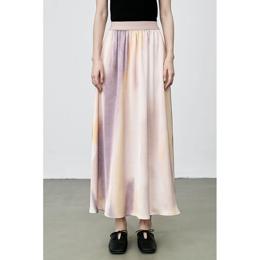 CAREMIND Falda manchada de color sal gran péndulo industria pesada Un personaje literario suave vestido largo 