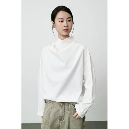 Camisa de manga larga con cuello oscilante y microtalla francesa de tencel suave de CAREMIND, blusa de moda blanca para mujer 