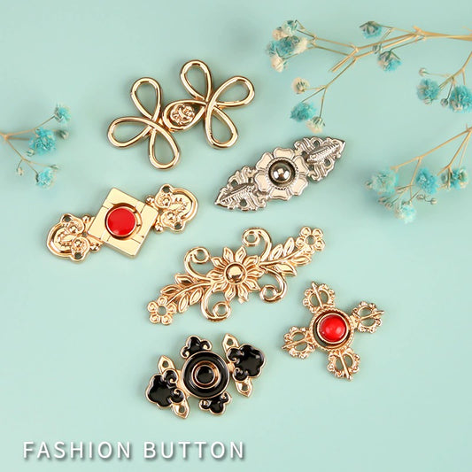 3501★ Hebilla antigua de metal para cheongsam Hanfu, hebilla antigua, hebilla de cuello con botón retro, accesorios para ropa