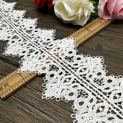 3666 Encaje soluble en agua de seda de leche con flores blancas, para decoración de cortinas, material de costura para empalmes, accesorios de bricolaje