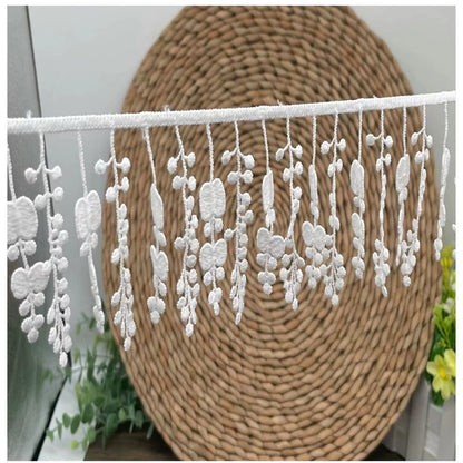 3672 Exquisito encaje DIY ropa cortinas accesorios textiles para el hogar encaje con flecos de seda de leche bordado soluble en agua