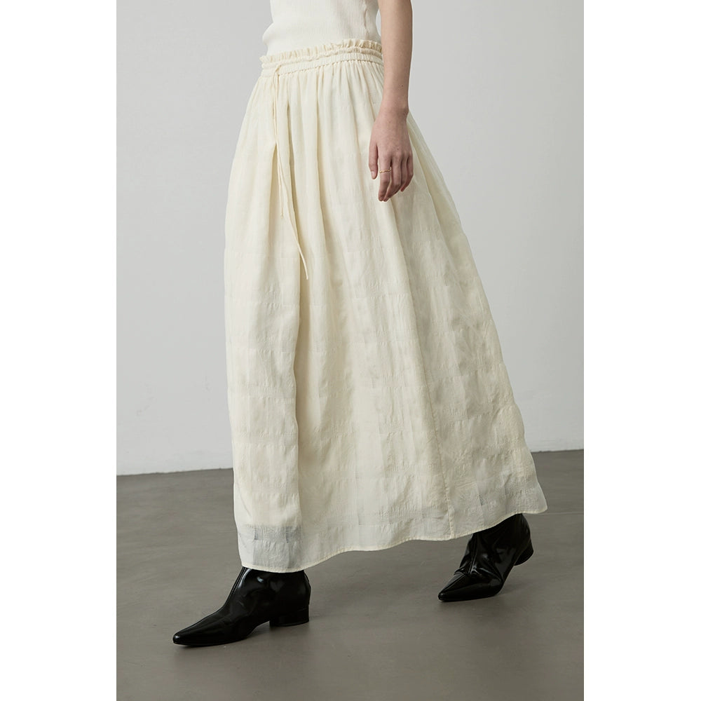 [Soft wind skirt] CAREMIND Tencel pleated skirt popular stacking yarn medium and long skirt