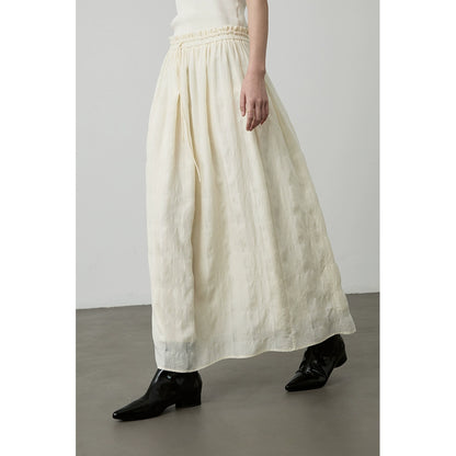 [Soft wind skirt] CAREMIND Tencel pleated skirt popular stacking yarn medium and long skirt