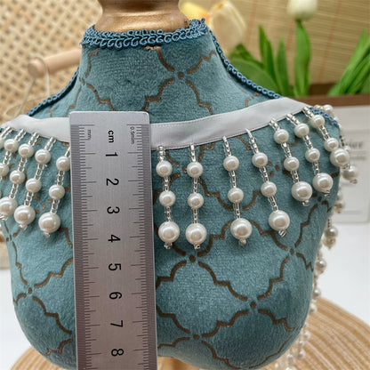 3699 Borla de industria pesada con cuentas de encaje y borlas de perlas, accesorios para bricolaje, falda, cheongsam, cortina, lámpara de escritorio, decoración de encaje