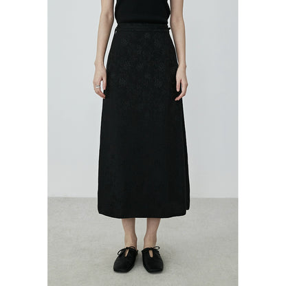 Falda de cintura alta de satén de acetato de CAREMIND para mujer, falda de un solo paso con estampado oscuro, ligera, de lujo, de verano, versátil, para industria pesada 