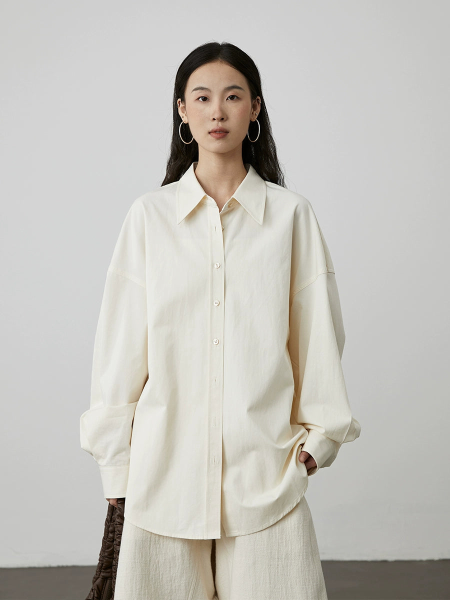 [white noise] CAREMIND casual silhouette shirt 2024 autumn new long-sleeved white shirt commuting wear