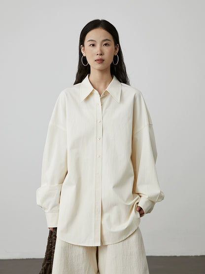 [white noise] CAREMIND casual silhouette shirt 2024 autumn new long-sleeved white shirt commuting wear