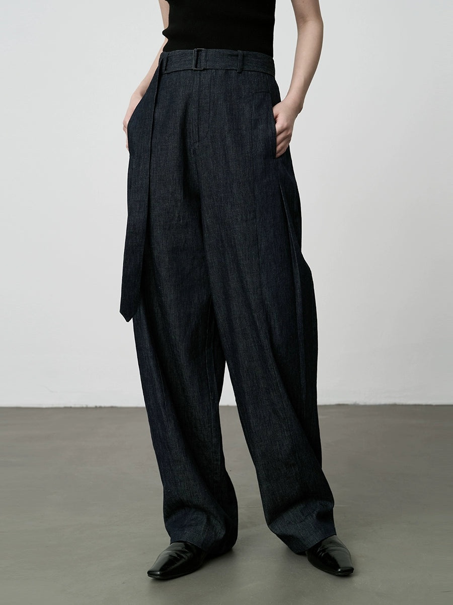 Pantalones casuales de lino CAREMIND, pantalones anchos de textura versátil, pantalones azules marino únicos para niños, pantalones para el viaje de otoño, nuevos 