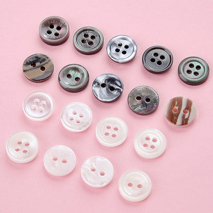 3354★  Shirt Buttons White Black Men's Round Cardigan Chiffon Shirt Top Cuffs Pearlescent Buttons Resin Buttons