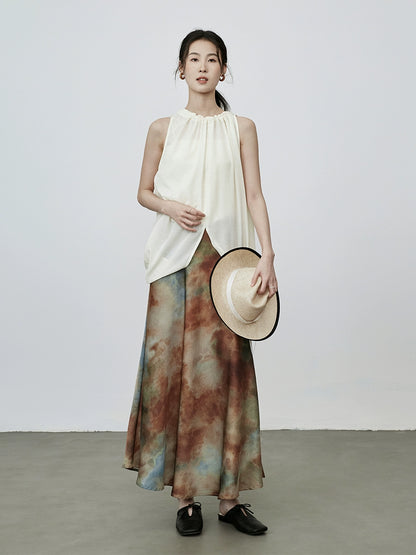 [Big Fish and Begonia] Falda de cintura alta con efecto tie-dye original de CAREMIND 2024 nueva falda fina y súper hermosa 