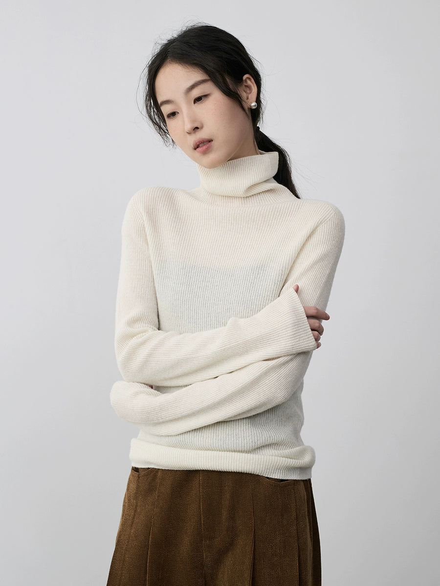 CAREMIND100% pura lana, camisa de cuello alto sin costuras, cinco colores, entallada, suéter de punto, cárdigan interior para mujer 