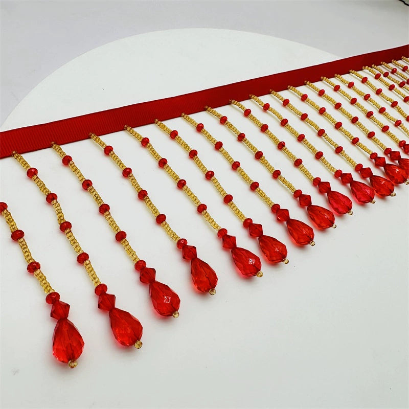 3703 Encaje de cuentas de perlas hecho a mano, tocado de boda, ropa de bebé, accesorios de cheongsam Hanfu, accesorios de encaje