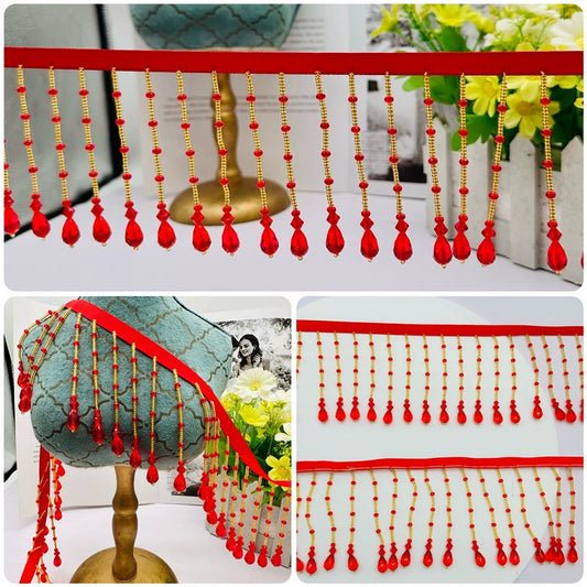 3703 Encaje de cuentas de perlas hecho a mano, tocado de boda, ropa de bebé, accesorios de cheongsam Hanfu, accesorios de encaje