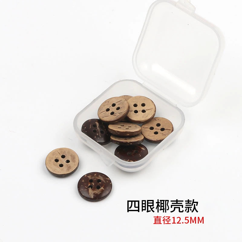 3352★  Coconut Round Shirt Button Women's Button Painted Shirt Small Button DIY Handmade Clothes Wooden Button Coconut Shell Wood