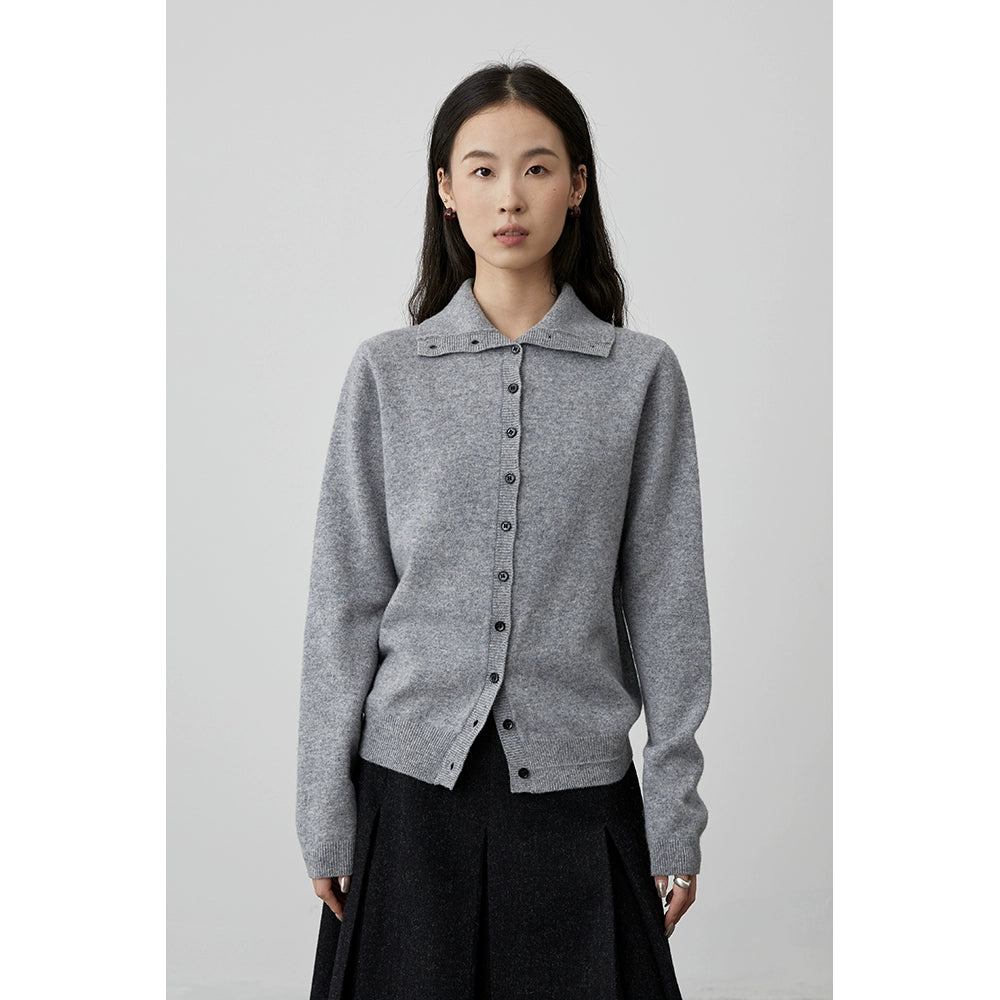 [Warm Air] CAREMIND Autumn Solid Color Simple Wool Knitted Sweater Lapel Button Cardigan Sweater Jacket