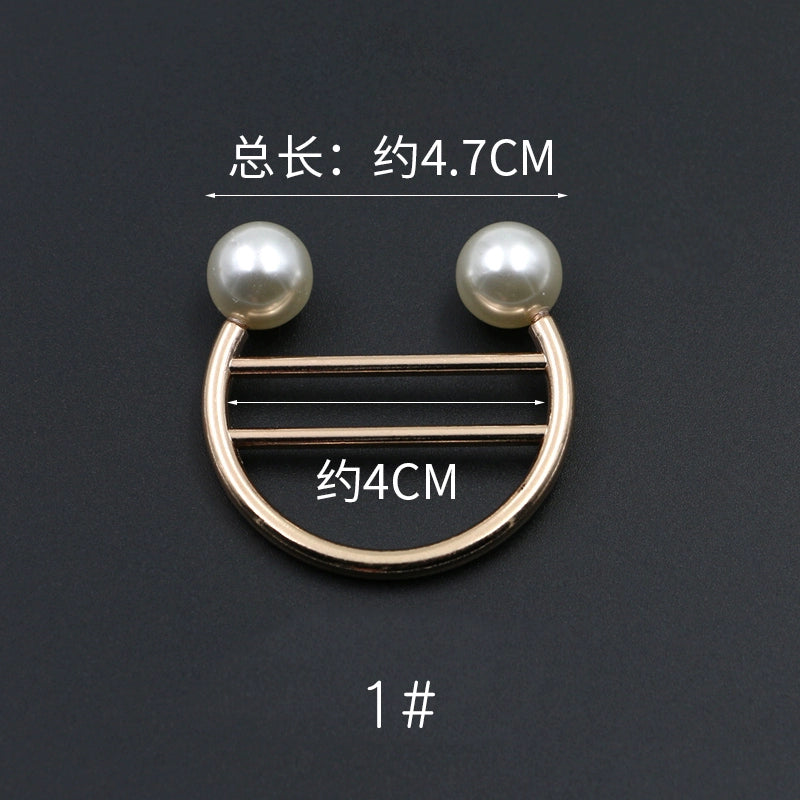 3529★ Versión coreana de moda con hebilla de anillo de metal, hebilla de alfiler de perla, abrigo, chaqueta, suéter, bufanda, accesorios, hebilla decorativa, hebilla de cinturón