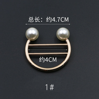 3529★ Versión coreana de moda con hebilla de anillo de metal, hebilla de alfiler de perla, abrigo, chaqueta, suéter, bufanda, accesorios, hebilla decorativa, hebilla de cinturón